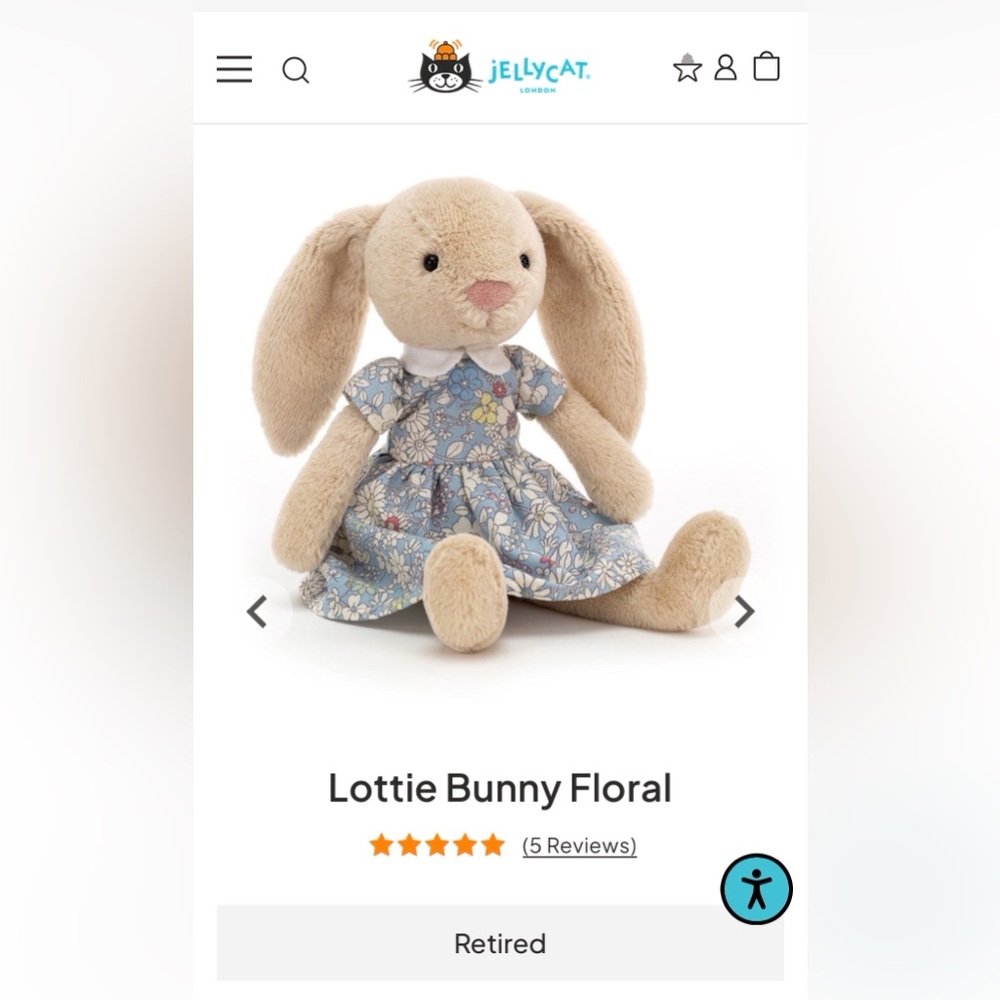 NWT Retired Floral Lottie Bunny Plush Bunny